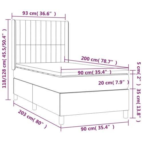 Box spring krevet s madracem ružičasti 90x200 cm baršunasti - Ružičasta 90 x 200 cm Okomite pruge Cijena