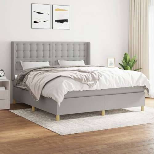 Krevet box spring s madracem svjetlosiva 160x200 cm tkanina - Svjetlosiva 160 x 200 cm gumbi Cijena