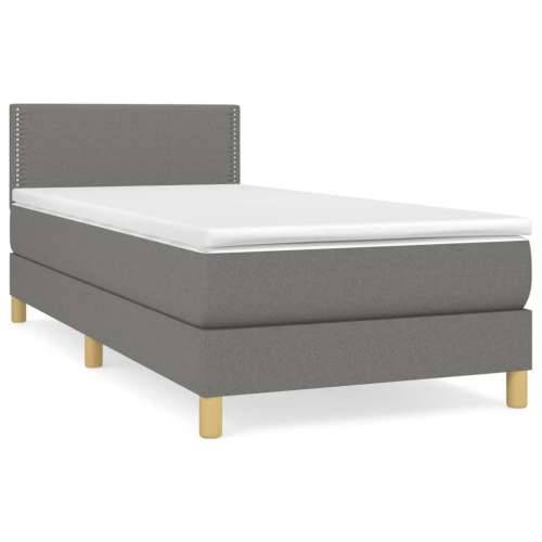 Krevet s oprugama i madracem tamnosivi 90 x 190 cm od tkanine - Tamno siva 90 x 190 cm Obično s čavlima Cijena