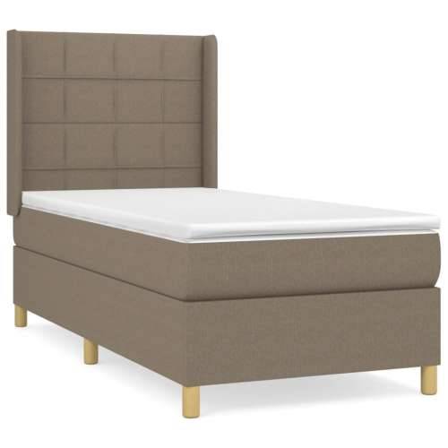Krevet s oprugama i madracem smeđesivi 90x200 cm od tkanine - Sivo-smeđa 90 x 200 cm Blok s kvadratima Cijena
