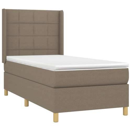 Krevet s oprugama i madracem smeđesivi 90x200 cm od tkanine - Sivo-smeđa 90 x 200 cm Blok s kvadratima Cijena