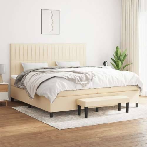 Krevet s oprugama i madracem krem 200 x 200 cm od tkanine - Krema 200 x 200 cm Okomite pruge Cijena