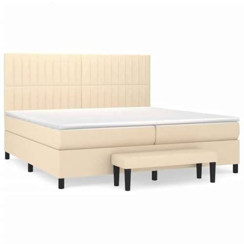 Krevet s oprugama i madracem krem 200 x 200 cm od tkanine - Krema 200 x 200 cm Okomite pruge Cijena