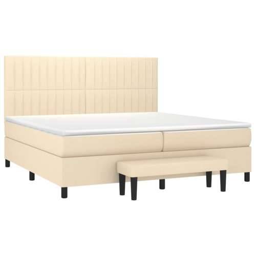 Krevet s oprugama i madracem krem 200 x 200 cm od tkanine - Krema 200 x 200 cm Okomite pruge Cijena