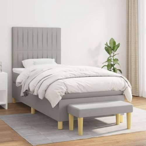 Krevet s oprugama i madracem svjetlosivi 100x200 cm od tkanine - Svjetlosiva 100 x 200 cm Okomite pruge Cijena