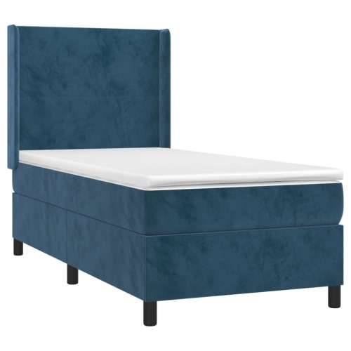 Box spring krevet s madracem tamnoplavi 90x190 cm baršunasti - Tamno plava 90 x 190 cm Gladak dizajn Cijena
