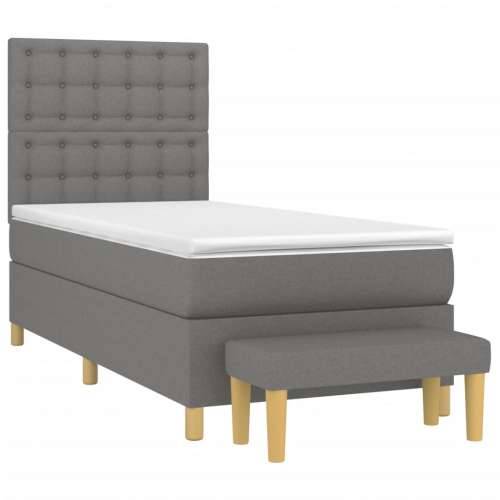 Krevet s oprugama i madracem tamnosivi 90 x 190 cm od tkanine - Tamno siva 90 x 190 cm gumbi Cijena