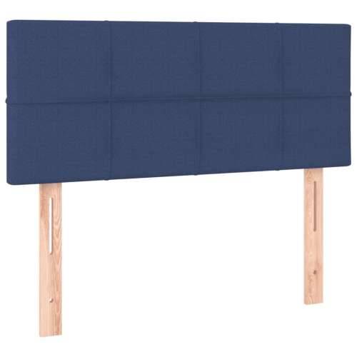 Krevet s oprugama i madracem plavi 100 x 200 cm od tkanine Plava 100 x 200 cm Blok s kvadratima Cijena