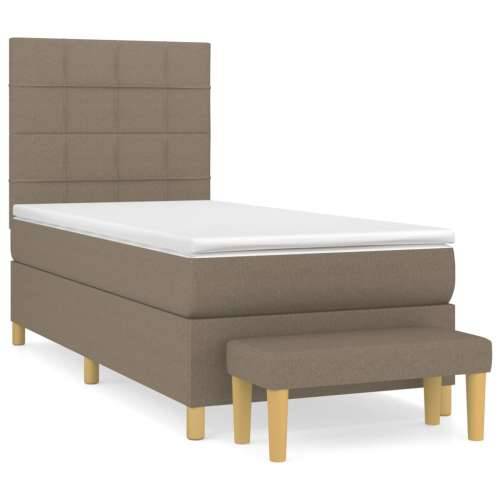 Krevet s oprugama i madracem smeđesivi 90x200 cm od tkanine - Sivo-smeđa 90 x 200 cm Blok s kvadratima Cijena