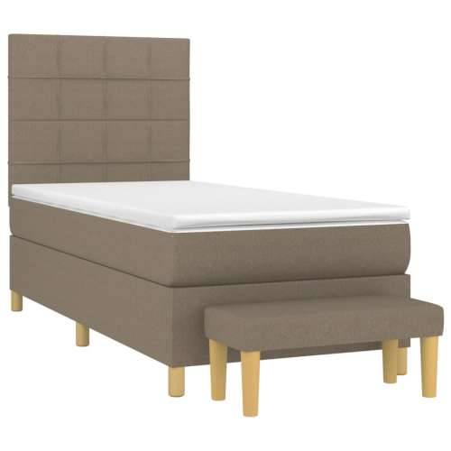 Krevet s oprugama i madracem smeđesivi 90x200 cm od tkanine - Sivo-smeđa 90 x 200 cm Blok s kvadratima Cijena