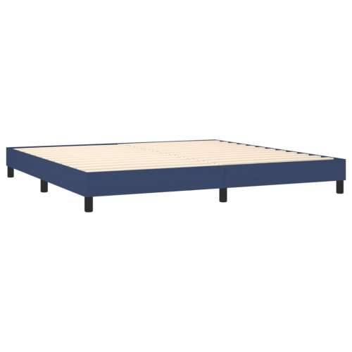 Krevet s oprugama i madracem plavi 200 x 200 cm od tkanine - Plava 200 x 200 cm Blok s kvadratima Cijena