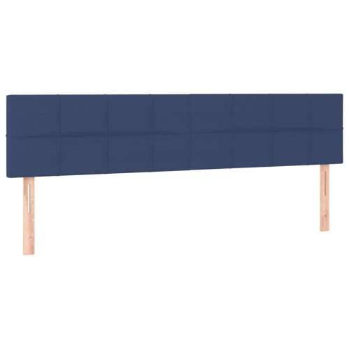Krevet s oprugama i madracem plavi 200 x 200 cm od tkanine - Plava 200 x 200 cm Blok s kvadratima Cijena