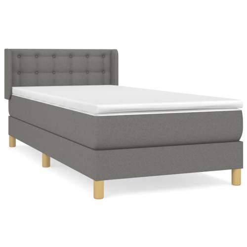 Krevet s oprugama i madracem tamnosivi 90 x 190 cm od tkanine - Tamno siva 90 x 190 cm gumbi Cijena
