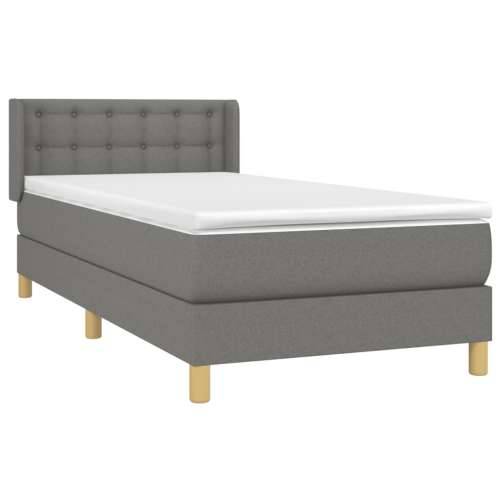 Krevet s oprugama i madracem tamnosivi 90 x 190 cm od tkanine - Tamno siva 90 x 190 cm gumbi Cijena