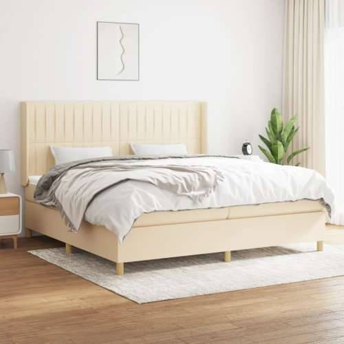 Krevet s oprugama i madracem krem 200 x 200 cm od tkanine - Krema 200 x 200 cm Okomite pruge Cijena