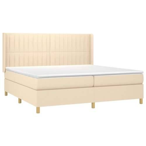 Krevet s oprugama i madracem krem 200 x 200 cm od tkanine - Krema 200 x 200 cm Okomite pruge Cijena