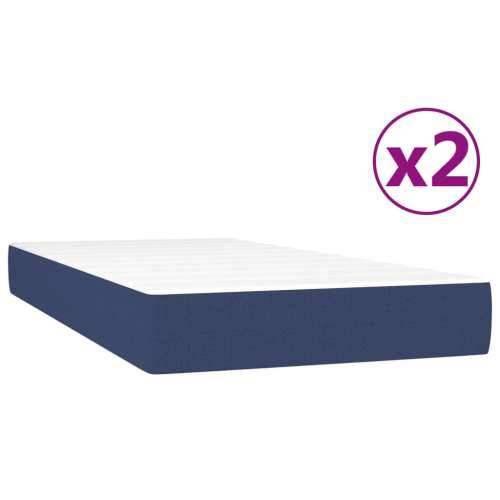 Krevet s oprugama i madracem plavi 200 x 200 cm od tkanine - Plava 200 x 200 cm 25 cm Cijena