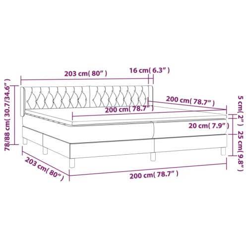 Krevet s oprugama i madracem tamnosmeđi 200x200 cm od tkanine - Tamno smeđa 200 x 200 cm Dizajn s gumbima Cijena