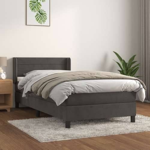 Box spring krevet s madracem tamnosivi 100x200 cm baršunasti - Tamno siva 100 x 200 cm vodoravne pruge Cijena