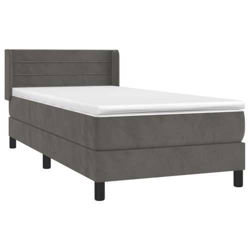 Box spring krevet s madracem tamnosivi 100x200 cm baršunasti - Tamno siva 100 x 200 cm vodoravne pruge Cijena