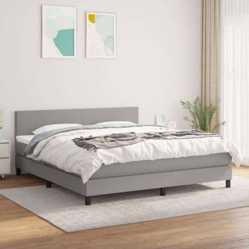 Krevet box spring s madracem svjetlosiva 160x200 cm tkanina - Svjetlosiva 160 x 200 cm Gladak dizajn Cijena
