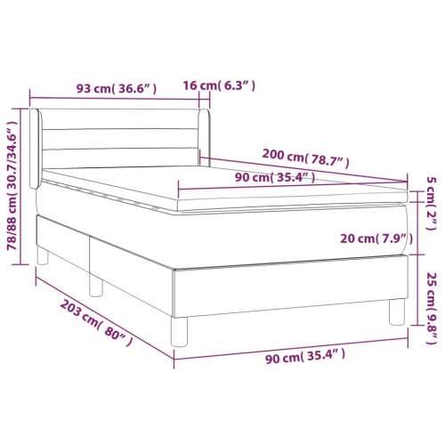 Box spring krevet s madracem svjetlosivi 90x190 cm baršunasti Svjetlosiva 90 x 200 cm vodoravne pruge Cijena