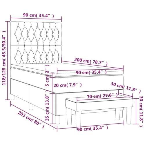 Krevet s oprugama i madracem plavi 90 x 200 cm od tkanine - Plava 90 x 200 cm Dizajn s gumbima Cijena