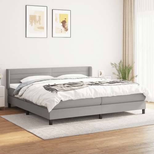 Krevet s oprugama i madracem svjetlosivi 200 x 200cm od tkanine - Svjetlosiva 200 x 200 cm vodoravne pruge Cijena