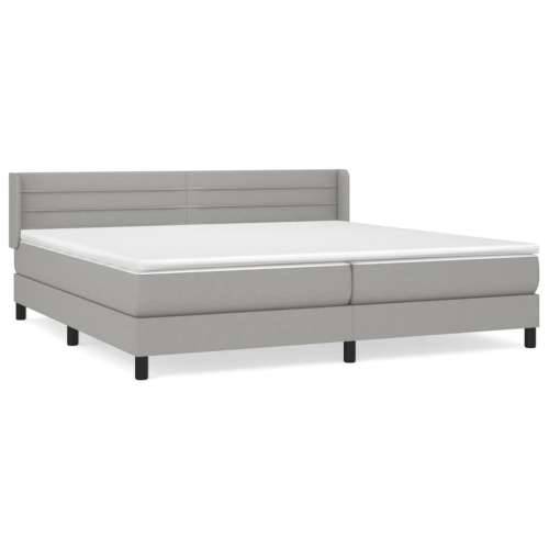 Krevet s oprugama i madracem svjetlosivi 200 x 200cm od tkanine - Svjetlosiva 200 x 200 cm vodoravne pruge Cijena