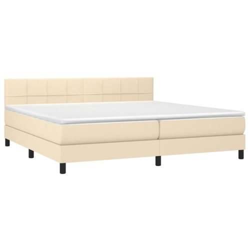 Krevet s oprugama i madracem krem 200 x 200 cm od tkanine - Krema 200 x 200 cm Blok s kvadratima Cijena