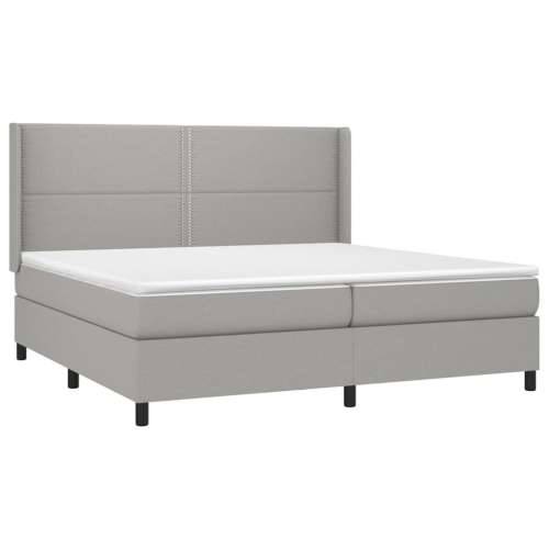 Krevet s oprugama i madracem svjetlosivi 200 x 200cm od tkanine - Svjetlosiva 200 x 200 cm Obično s čavlima Cijena