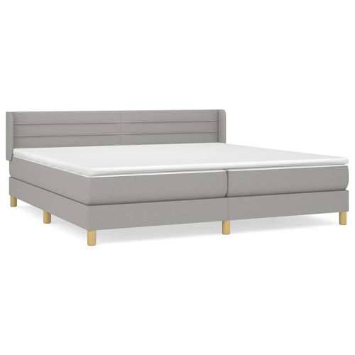 Krevet s oprugama i madracem svjetlosivi 200 x 200cm od tkanine - Svjetlosiva 200 x 200 cm vodoravne pruge Cijena