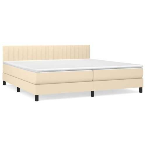 Krevet s oprugama i madracem krem 200 x 200 cm od tkanine - Krema 200 x 200 cm Okomite pruge Cijena