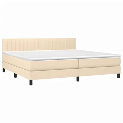 Krevet s oprugama i madracem krem 200 x 200 cm od tkanine - Krema 200 x 200 cm Okomite pruge Cijena