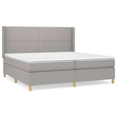Krevet s oprugama i madracem svjetlosivi 200 x 200cm od tkanine - Svjetlosiva 200 x 200 cm Obično s čavlima Cijena