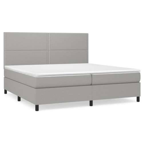 Krevet s oprugama i madracem svjetlosivi 200 x 200cm od tkanine - Svjetlosiva 200 x 200 cm Obično s čavlima Cijena