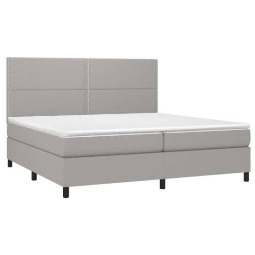Krevet s oprugama i madracem svjetlosivi 200 x 200cm od tkanine - Svjetlosiva 200 x 200 cm Obično s čavlima Cijena