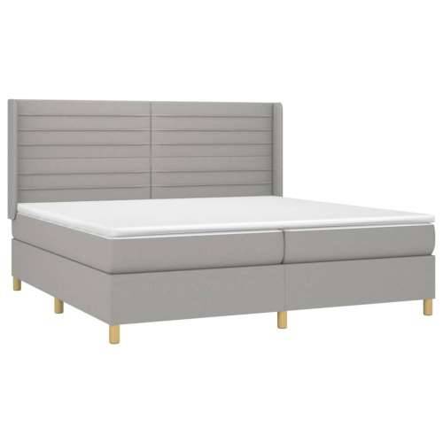 Krevet s oprugama i madracem svjetlosivi 200 x 200cm od tkanine - Svjetlosiva 200 x 200 cm vodoravne pruge Cijena