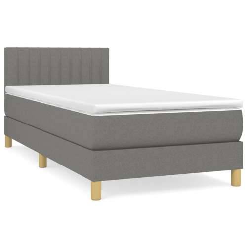 Krevet s oprugama i madracem tamnosivi 90 x 190 cm od tkanine - Tamno siva 90 x 190 cm Okomite pruge Cijena