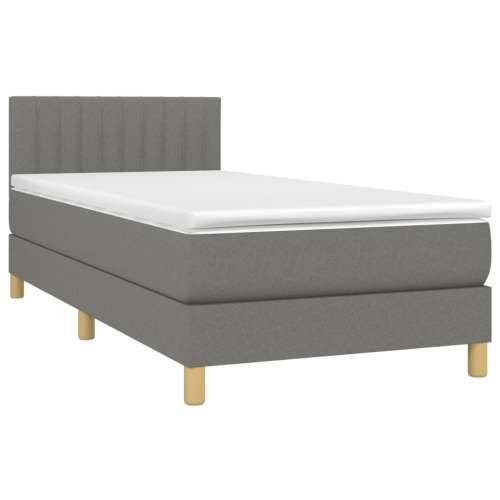 Krevet s oprugama i madracem tamnosivi 90 x 190 cm od tkanine - Tamno siva 90 x 190 cm Okomite pruge Cijena