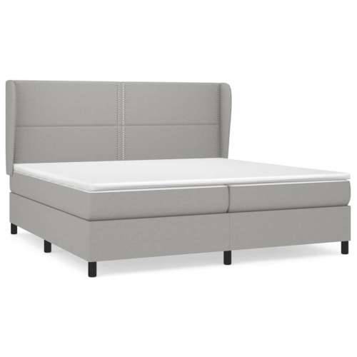 Krevet s oprugama i madracem svjetlosivi 200 x 200cm od tkanine - Svjetlosiva 200 x 200 cm Obično s čavlima Cijena