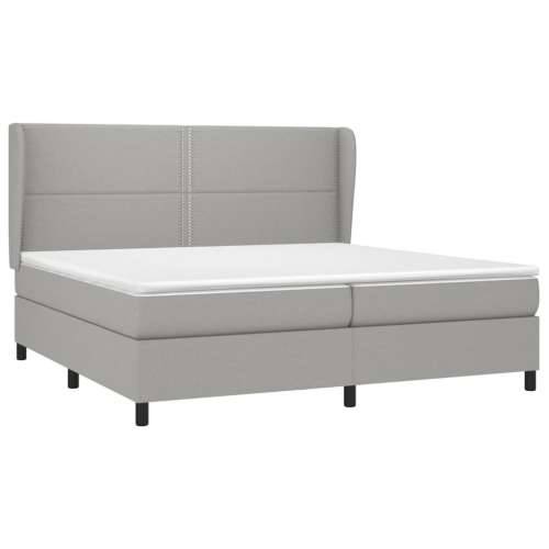 Krevet s oprugama i madracem svjetlosivi 200 x 200cm od tkanine - Svjetlosiva 200 x 200 cm Obično s čavlima Cijena