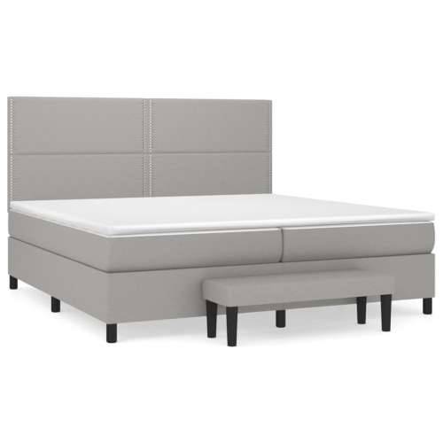 Krevet s oprugama i madracem svjetlosivi 200 x 200cm od tkanine - Svjetlosiva 200 x 200 cm Obično s čavlima Cijena