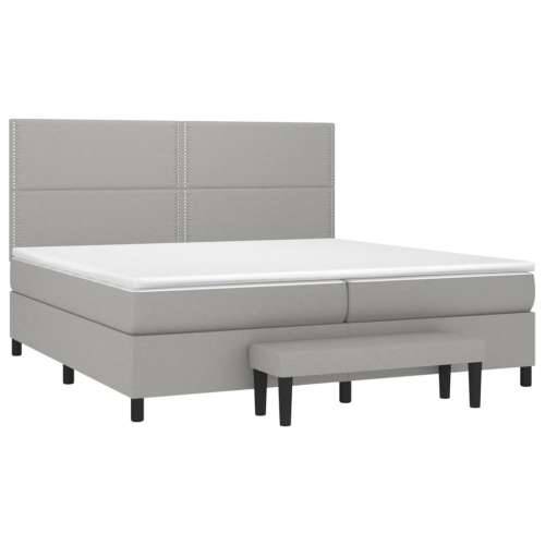 Krevet s oprugama i madracem svjetlosivi 200 x 200cm od tkanine - Svjetlosiva 200 x 200 cm Obično s čavlima Cijena