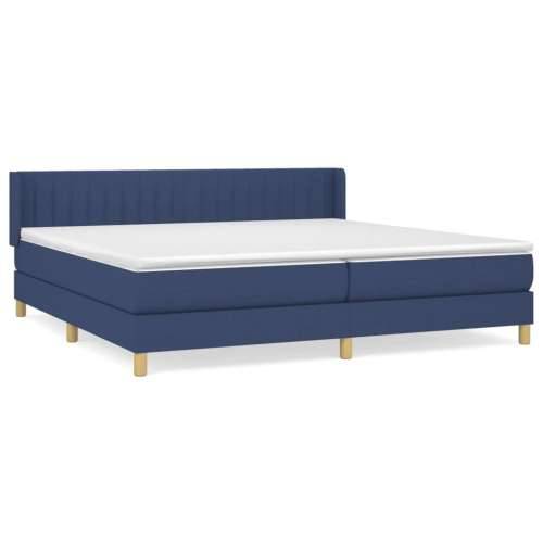 Krevet s oprugama i madracem plavi 200 x 200 cm od tkanine - Plava 200 x 200 cm Okomite pruge Cijena