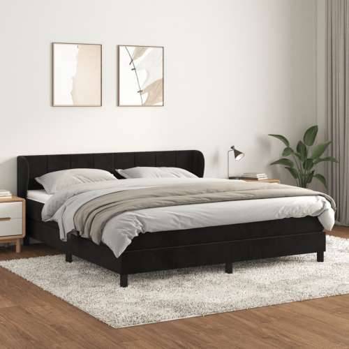 Krevet s oprugama i madracem crni 180x200 cm baršunasti - Crna 180 x 200 cm Blok s kvadratima Cijena