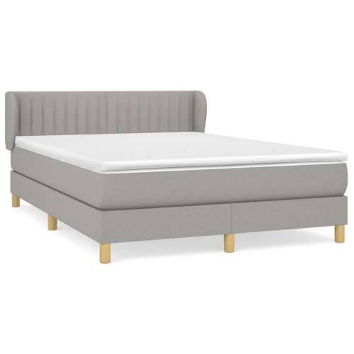 Krevet box spring s madracem svjetlosivi 140x200 cm od tkanine - Svjetlosiva 140 x 200 cm Okomite pruge Cijena