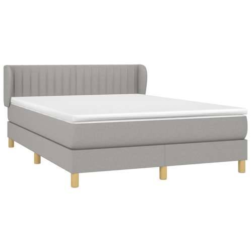 Krevet box spring s madracem svjetlosivi 140x200 cm od tkanine - Svjetlosiva 140 x 200 cm Okomite pruge Cijena