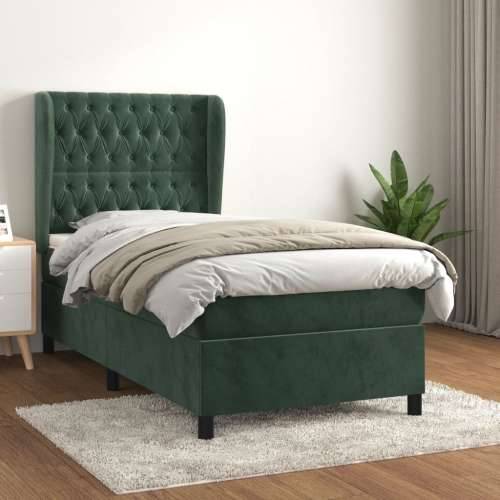 Box spring krevet s madracem tamnozeleni 100x200 cm baršunasti - Tamnozelena 100 x 200 cm Dizajn s gumbima Cijena