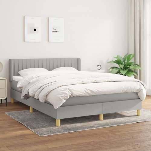 Krevet box spring s madracem svjetlosivi 140x200 cm od tkanine - Svjetlosiva 140 x 200 cm Okomite pruge Cijena
